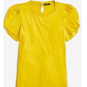 J. Crew Broken-in jersey puff-sleeve T-shirt in Rich Gold Sz S